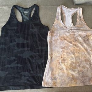 Athleta lot of 2 Women's Black and Cream Tank Tops, Size Small